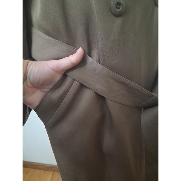 Kristen Blake 100% Wool Trench Coat Belted Sz L 12 Tan Long Winter Vtg USA Flaw - Picture 3 of 16
